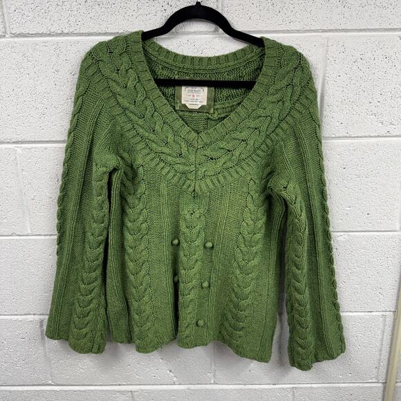 VTG Y2K Old Navy Womens M Cable Knit Sweater Chunky Fisherman Preppy Wool Cotton - Picture 1 of 11